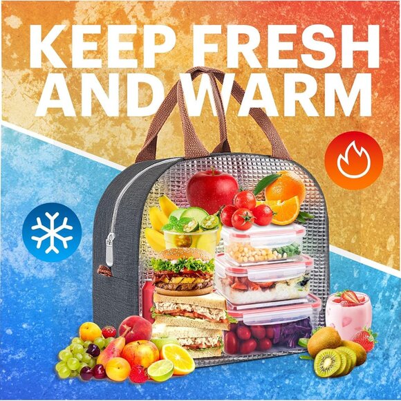 Lunch Bag for Women & Men Adult Insulated Lunch Box, Small Leakproof Cooler Food - Picture 6 of 7